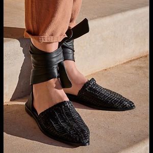 Free People Amanda Wrap Mule Woven Black